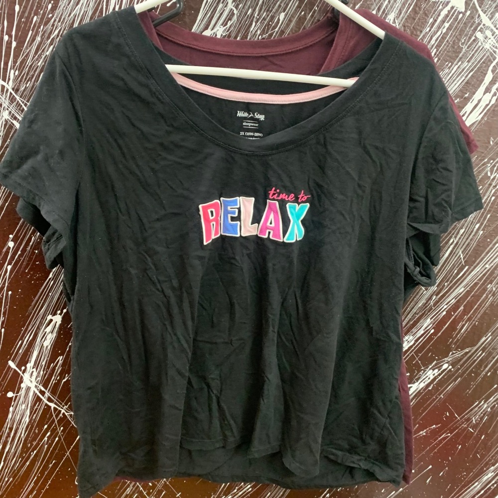White Stag No Boundaries Womens 2X T-Shirt Bundle Black Relax Maroon Scoop Neck